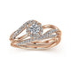 Rose Gold Round Halo Diamond Bypass Engagement Ring