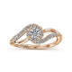 Rose Gold Round Halo Diamond Bypass Engagement Ring