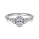 White Gold Tapered Oval Halo Diamond Engagement Ring