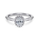 White Gold Oval Halo Engagement Ring with Scrolling Details