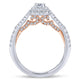 White and Rose Gold Double Halo Emerald Cut Diamond Engagement Ring