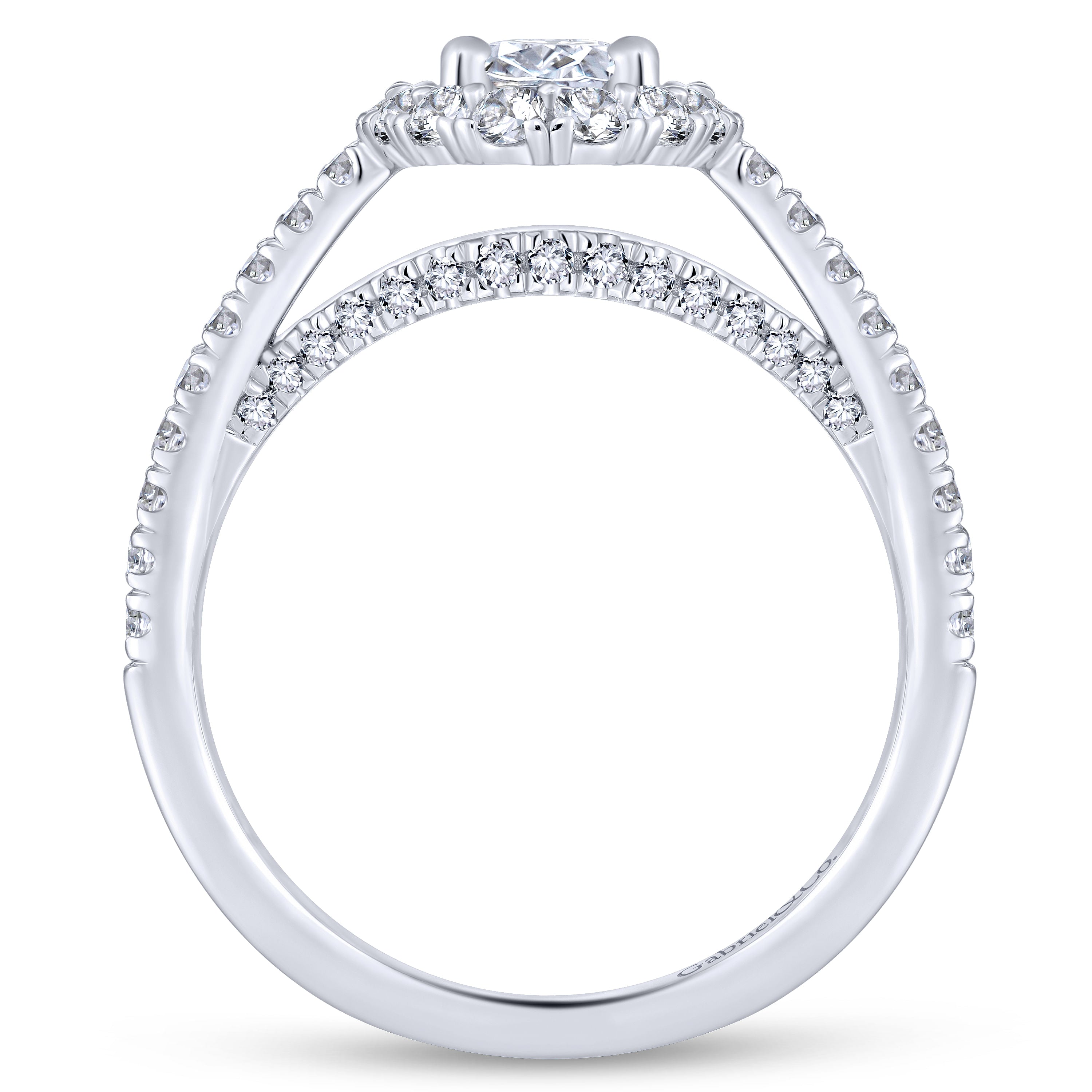 Oval Double Halo White Gold Complete Engagement Ring