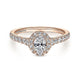 Rose Gold Oval Halo Diamond Complete Engagement Ring