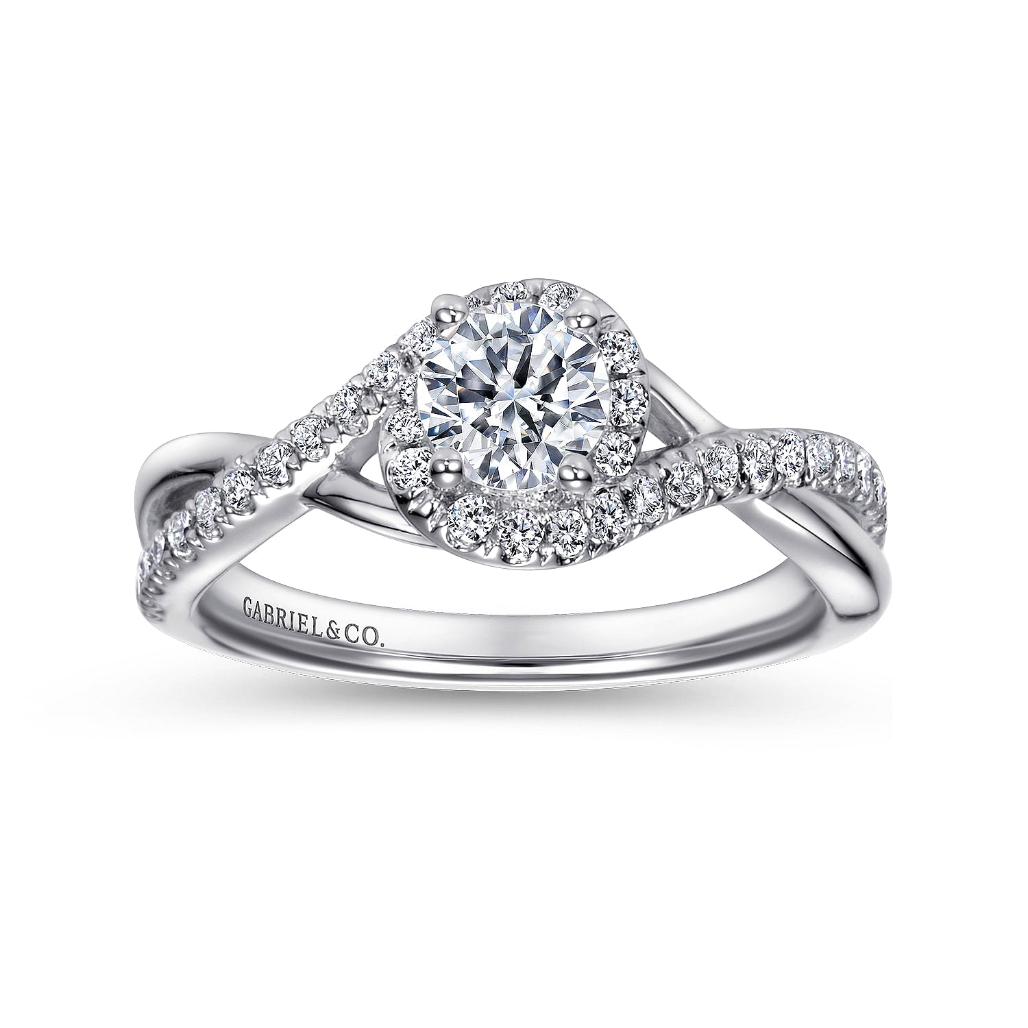 White Gold Bypass Round Diamond Engagement Ring