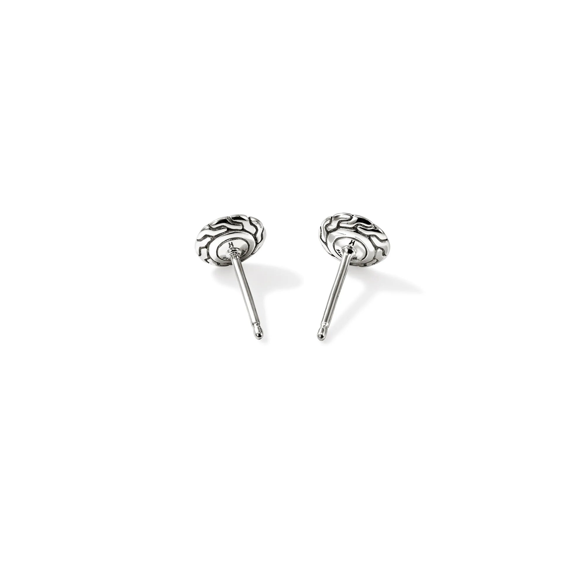 Yellow Gold and Sterling Silver Chain Motif Stud Earrings