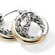 Yellow Gold and Sterling Silver 9.5mm Crossover Hoop Earrings