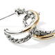 Yellow Gold and Sterling Silver 20.5mm Crossover Hoop Earrings