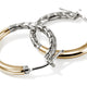 Yellow Gold and Sterling Silver Chain Motif 18MM Hoop Earrings