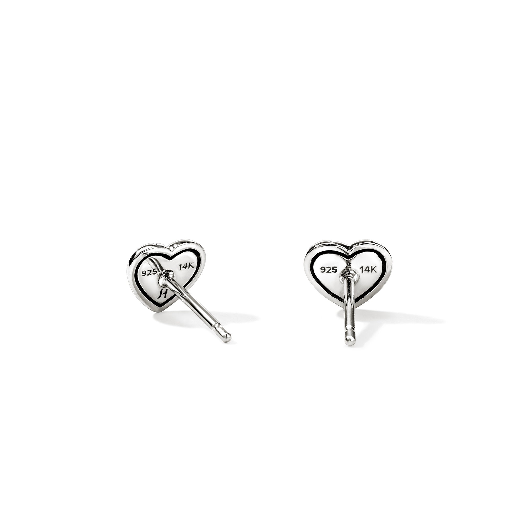 Yellow Gold & Sterling Silver Heart Stud Earrings