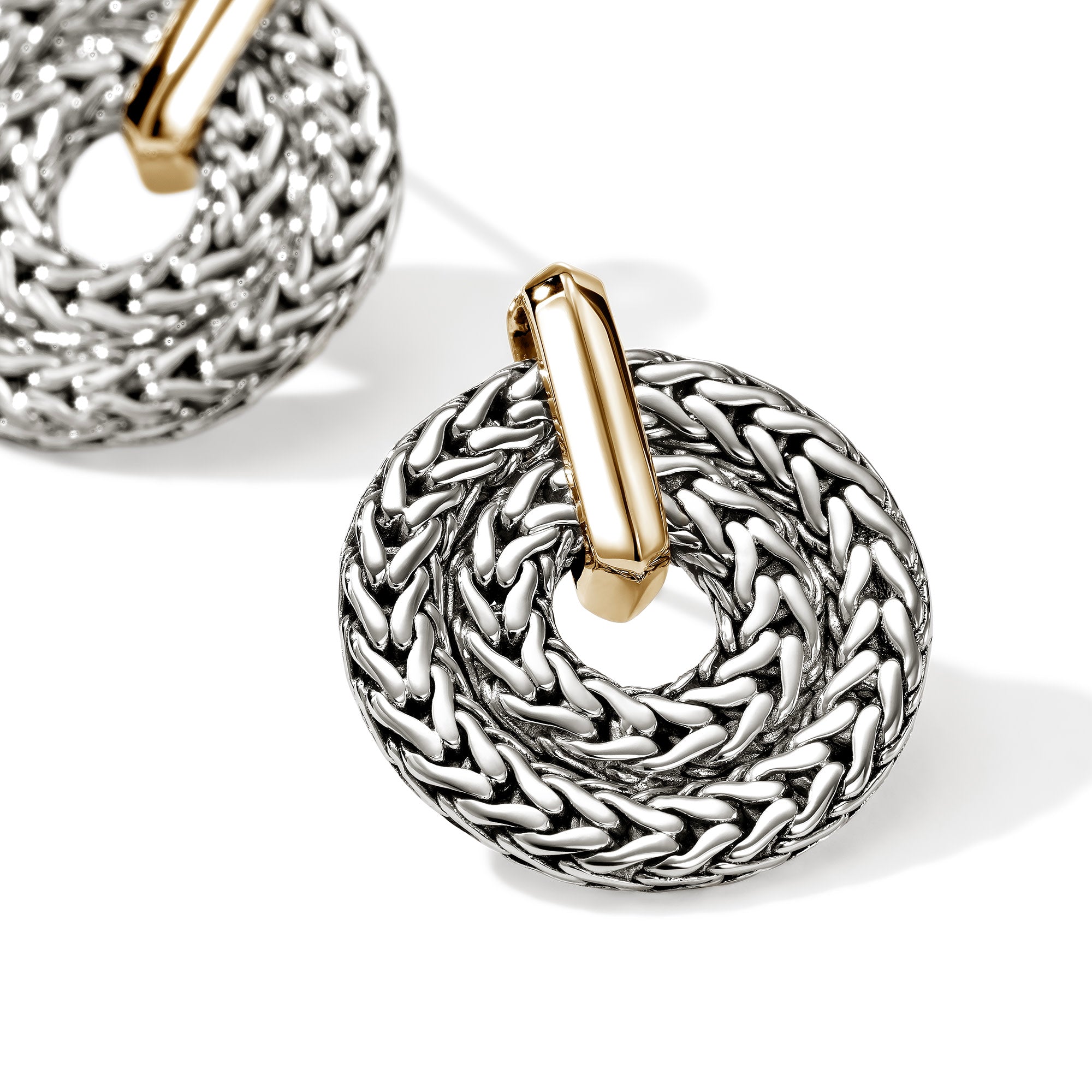 John Hardy Yellow Gold and Sterling Silver Icon Drop Earrings