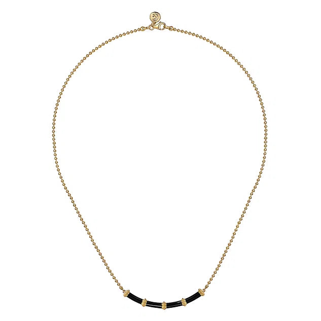 Bujukan Black Enamel Bar Necklace