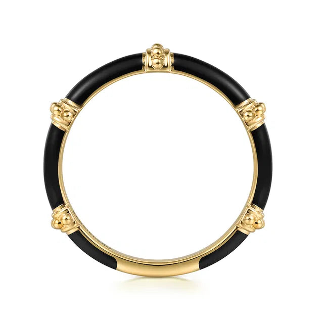 Bujukan Black Enamel Yellow Gold Ring