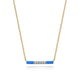 Yellow Gold Diamond Bar Necklace with Blue Enamel
