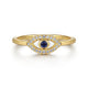 Yellow Gold Diamond, Sapphire and White Enamel Evil Eye Ring