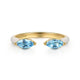 Yellow Gold with White Enamel Marquise Swiss Blue Topaz Open-End Ring