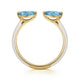 Yellow Gold with White Enamel Marquise Swiss Blue Topaz Open-End Ring