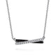 Sterling Silver White Sapphire and Black Enamel Criss Cross Bar Necklace