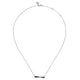 Sterling Silver White Sapphire and Black Enamel Criss Cross Bar Necklace