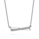 Sterling Silver White Sapphire and White Enamel Criss Cross Bar Necklace