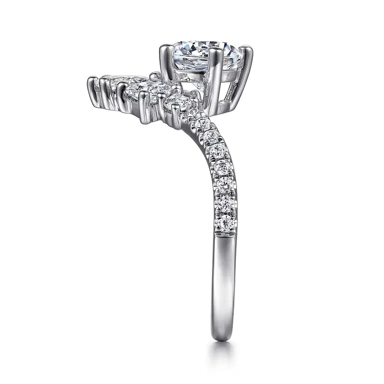 Estella White Gold Chevron Round Diamond Engagement Ring Setting
