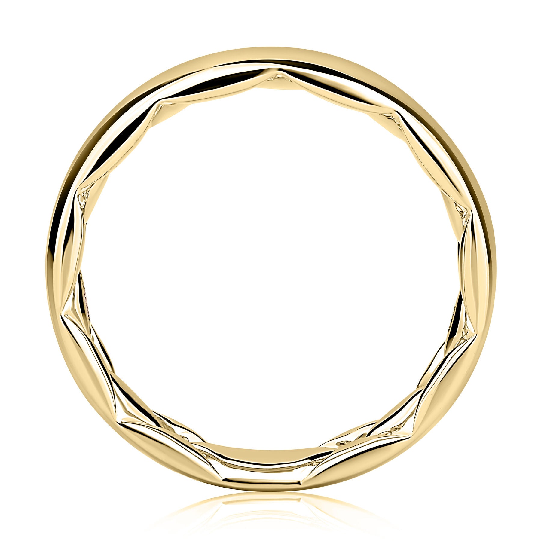 Yellow Gold Classic 4mm Quilted Interior Wedding Band