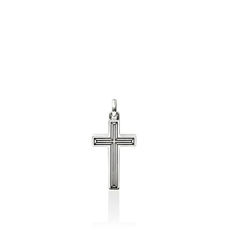 Men's Sterling Silver Nailhead Cross Pendant Necklace