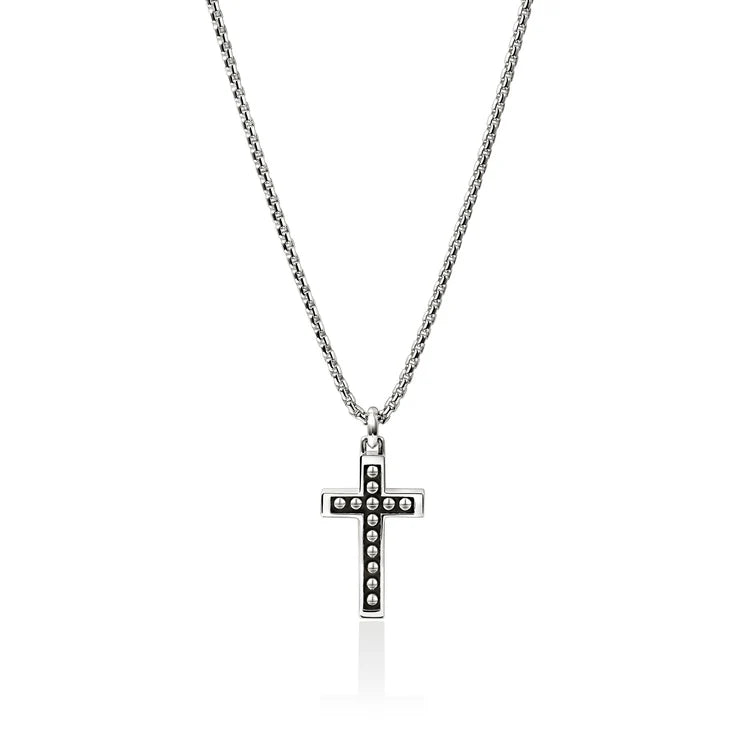 Men's Sterling Silver Nailhead Cross Pendant Necklace