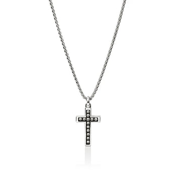 Men's Sterling Silver Nailhead Cross Pendant Necklace