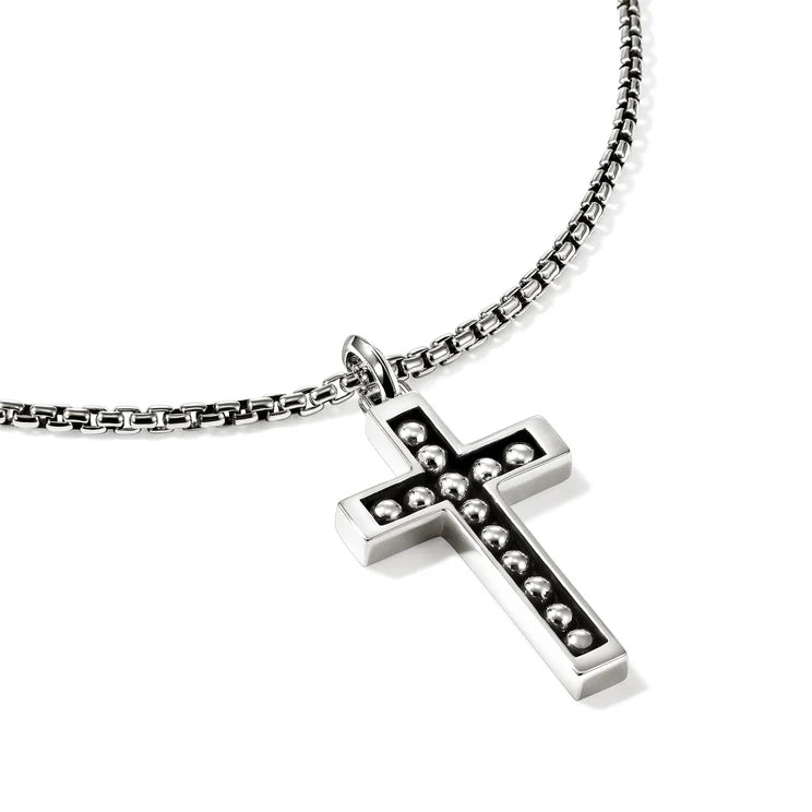Men's Sterling Silver Nailhead Cross Pendant Necklace
