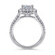 James White Gold Cushion Halo Round Diamond Engagement Ring Setting