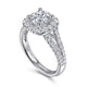 James White Gold Cushion Halo Round Diamond Engagement Ring Setting