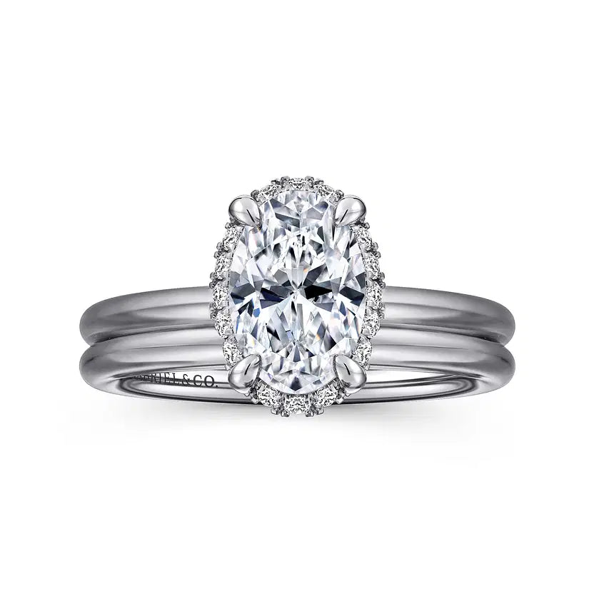 Seattle White Gold Oval Hidden Halo Diamond Engagement Ring Setting