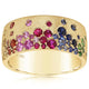 Rainbow Sapphire Yellow Gold Cigar Band Ring