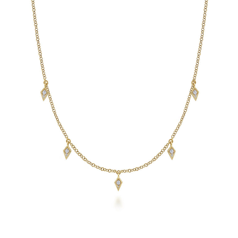 Yellow Gold Diamond Kite Droplet Necklace