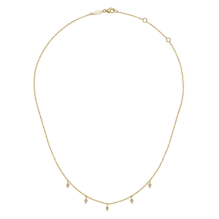 Yellow Gold Diamond Kite Droplet Necklace