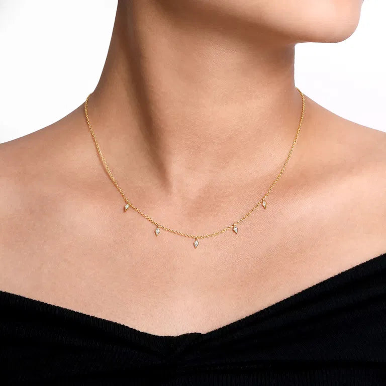 Yellow Gold Diamond Kite Droplet Necklace
