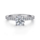 White Gold Round Diamond Engagement Ring Setting with Pave Diamonds