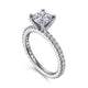 White Gold Round Diamond Engagement Ring Setting with Pave Diamonds