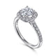 Lyla White Gold Cushion Halo Round Diamond Engagement Ring Setting