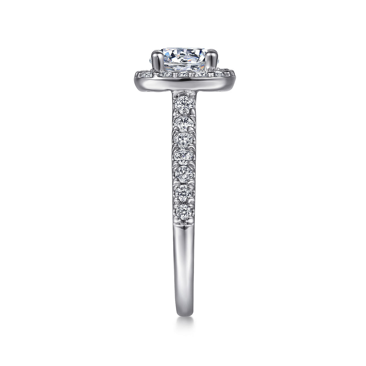 Lyla White Gold Cushion Halo Round Diamond Engagement Ring Setting