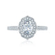 Top view of a 14K white gold oval halo engagement ring setting