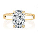 Top view of a 14K yellow gold engagement ring setting with an elongated cushion center diamond