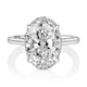Top view of a 14K white gold halo engagement ring setting with an oval center diamond