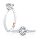 White Gold Three Stone Oval Engagement Ring Setting with Rose Gold Accent