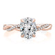 Intertwined Metal and Diamond Split Shank Crossover Oval Cut Engagement Ring Setting