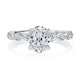 Top view of a 14K white gold engagement ring setting with an oval center diamond