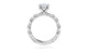 Side view of a 14K white gold engagement ring setting with diamonds along the band