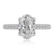 Top view of a 14K white gold engagement ring setting with an oval center diamond