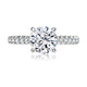 Top view of a 14K white gold engagement ring setting with a round center diamond