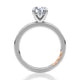 Side view of a 14K white gold four-prong solitaire engagement ring setting